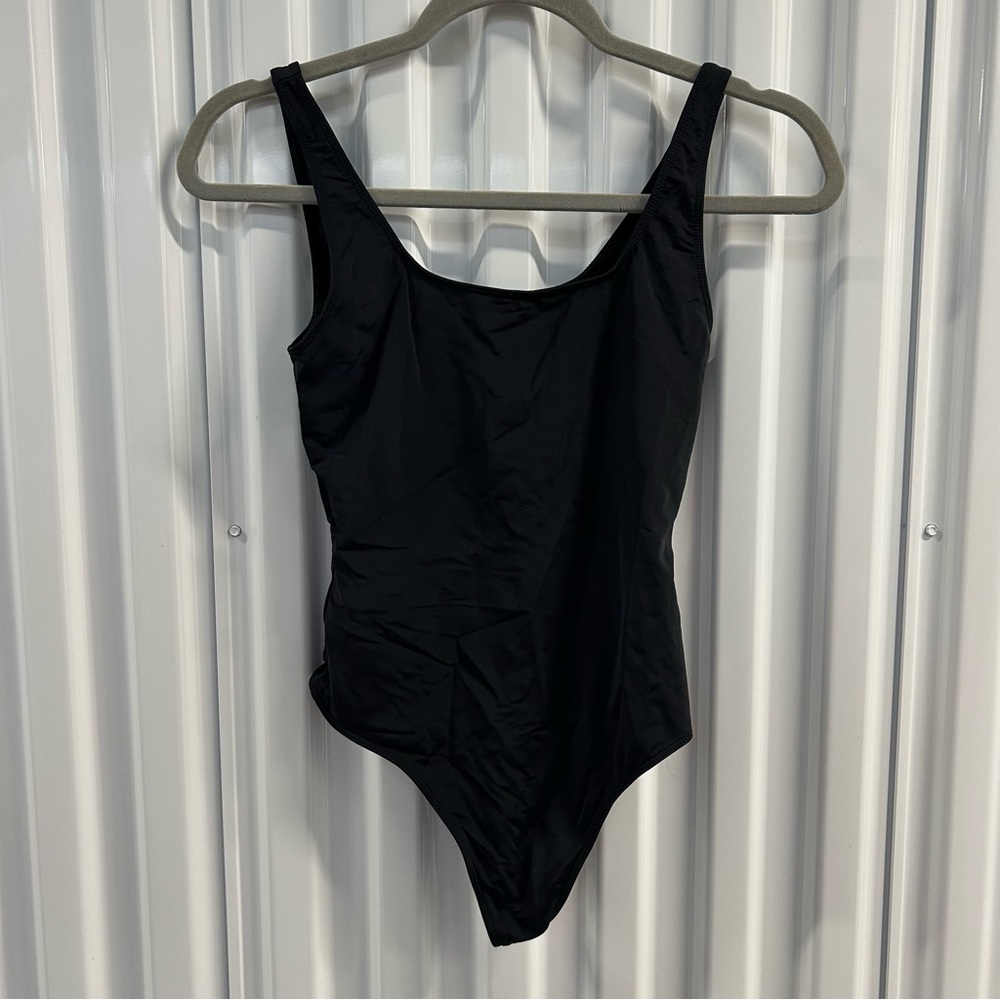 THE GROUP by BABATON Black Thong One Piece Swimsuit Size Small